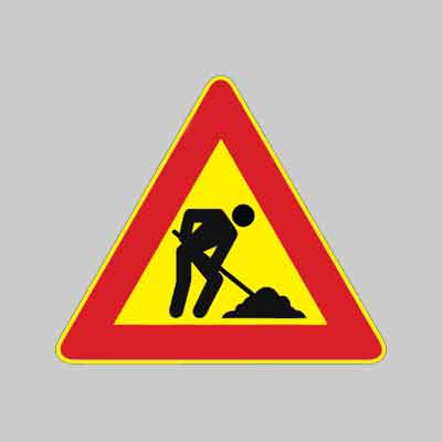 SEGNALE DA CANTIERE FIG.383 'LAVORI IN CORSO' cm 90. Prezzo per Pezzo.