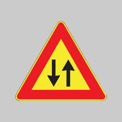 SEGNALE CANTIERE FIG.387 'DOPPIO SENSO DI CIRCOLAZIONE' cm 90. Prezzo per Pezzo.