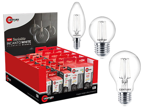 Espositore lampade Century Led filamento bianco. Prezzo per Pezzo.