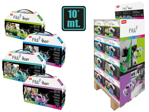 Espositore Tubi irrigazione estensibili Ikon Fitt 10 mt. con pistola. Prezzo per Pezzo.