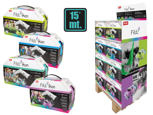 Espositore Tubi irrigazione estensibili Ikon Fitt 15 mt. con pistola. Prezzo per Pezzo.