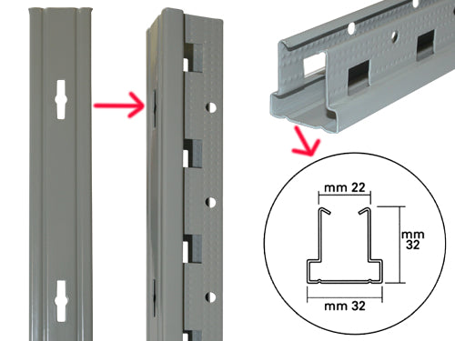 Montanti LB1 scaffalature a gancio. Prezzo per Pezzo.