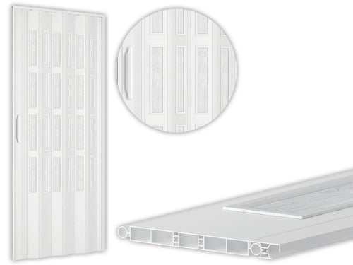 Porte a soffietto PVC bianco con vetro. Prezzo per Pezzo.