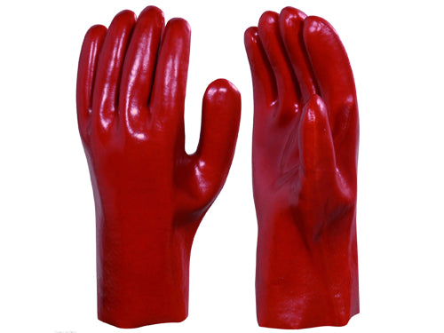 Guanti in PVC rossi antiacido. Prezzo per paio.