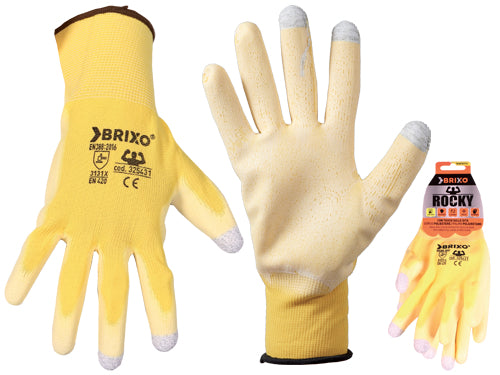 Guanti Brixo Rocky con Touch Poliestere/PU. Prezzo per paio.