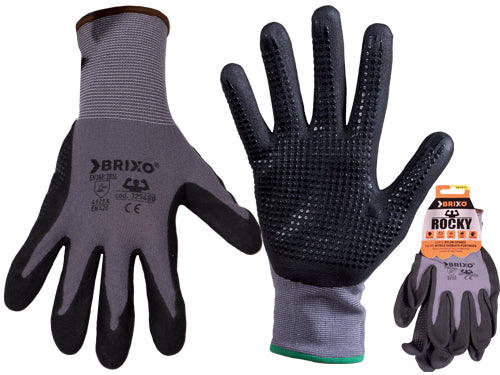Guanti Brixo Rocky Nylon-Spandex/Nitrile puntinato. Prezzo per paio.
