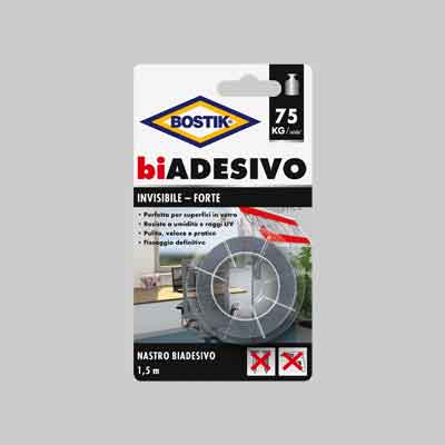 NASTRO BIADESIVO 'INVISIBILE' BOSTIK mm 19x1,5mt. Prezzo per Pezzo.