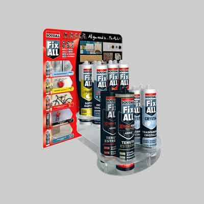 ESPOSITORE DA BANCO PER SIGILLANTE 'FIX ALL' CARTUCCE VUOTO SOUDAL. Prezzo per Confezione.