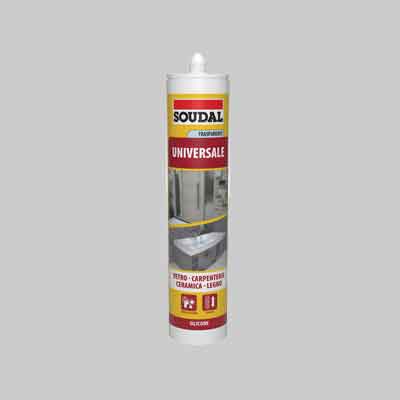 SILICONE UNIVERSALE ACETICO SOUDAL ml 280 - Trasparente. Prezzo per Pezzo.