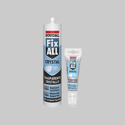 ADESIVO SIGILLANTE 'FIX ALL CRYSTAL' SOUDAL ml 125 - Trasparente. Prezzo per Pezzo.