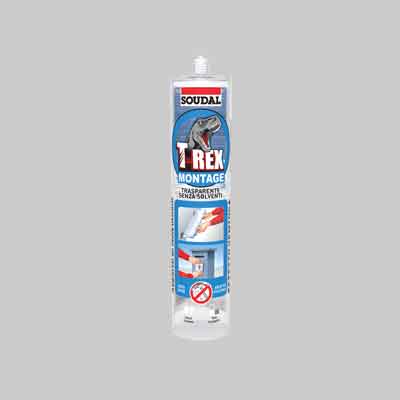 ADESIVO SIGILLANTE 'T-REX TRASPARENTE' SOUDAL 295 g. Prezzo per Pezzo.