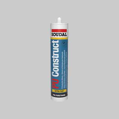 ADESIVO POLIURETANICO 'PU CONSTRUCT D4' SOUDAL ml 310 - Marrone. Prezzo per Pezzo.