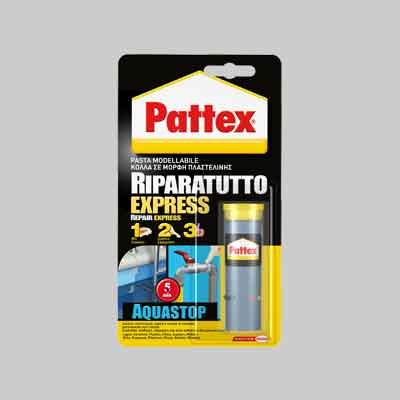 ADESIVO EPOSSIDICO 'RIPARATUTTO EXPRESS AQUASTOP' PATTEX gr 48. Prezzo per Pezzo.