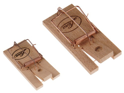 Trappole a scatto per topi base legno. Prezzo per Pezzo.