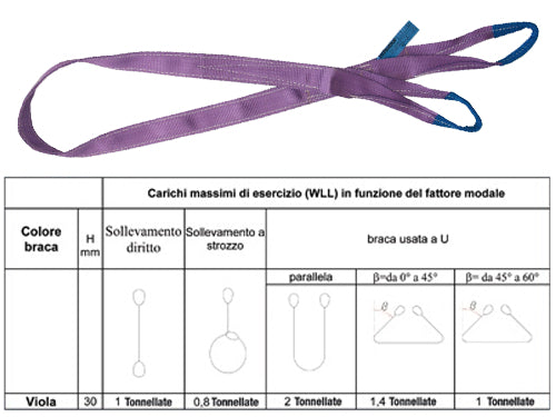 Fasce sollevamento viola Robur 8150 1T. Prezzo per Pezzo.