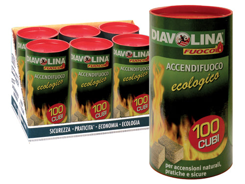 Diavolina accendifuoco ecologica 100 cubetti. Prezzo per Pezzo.
