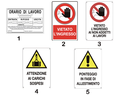 Cartelli segnalatori uso civile. Prezzo per Pezzo.
