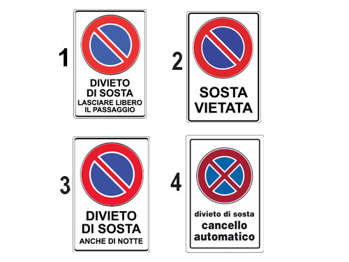 Cartelli segnalatori di Sosta. Prezzo per Pezzo.