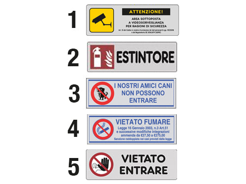Etichette adesive segnaletiche  B. Prezzo per Pezzo.