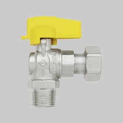 RUBINETTO A SQUADRA PER GAS MASCHIO/DADO GIREV. 1/2"x1/2". Prezzo per Pezzo.