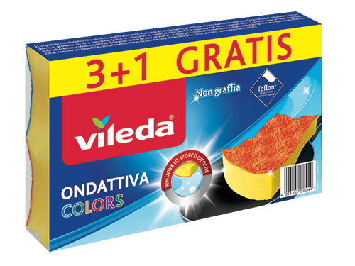 Vileda Spugne Ondattiva Colors 3+1. Prezzo per Pezzo.