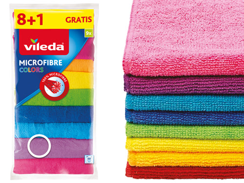 Vileda Panni Microfibra Colors 8 + 1 Pz. Prezzo per Pezzo.