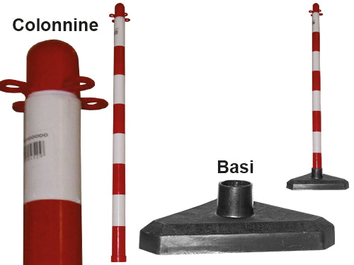 Colonnine paletti bianco rosso e basi. Prezzo per Pezzo.