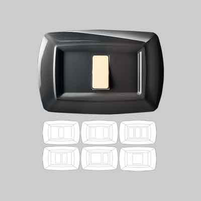 PLACCA COPRINTERRUTTORI 'TONDO' NERA 3 moduli. Prezzo per Pezzo.