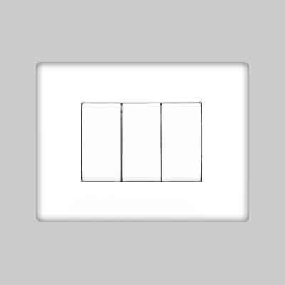 PLACCA COPRINTERRUTTORI BIANCA 'MYLIFE Q'  3 posti. Prezzo per Pezzo.