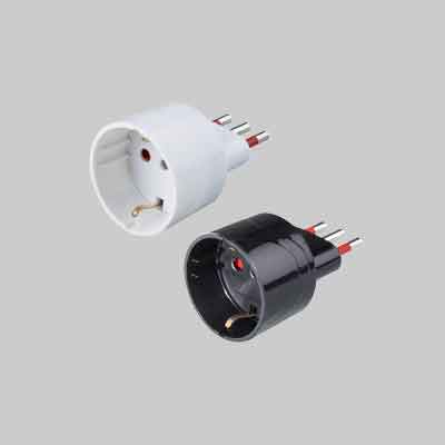 ADATTATORE SEMPLICE 'SCHUKO' 10A ROSI 2P+T - prese 10 2P+T, Col. Nero. Prezzo per Pezzo.