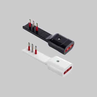 ADATTATORE ULTRAPIATTO 10A ROSI 2P+T - presa 10A 2P+T, Col. Nero. Prezzo per Pezzo.