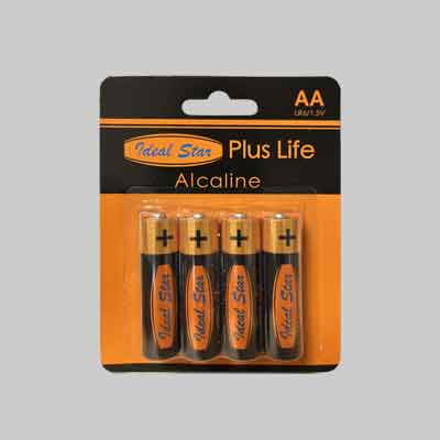 PILE ALCALINE "PLUS LIFE" STILO IDEAL STAR Blister 4 pezzi. Prezzo per Confezione.