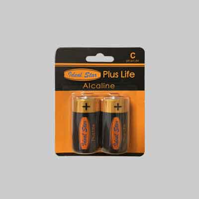 PILE ALCALINE "PLUS LIFE" 1/2 TORCIA IDEAL STAR Blister 2 pezzi. Prezzo per Confezione.