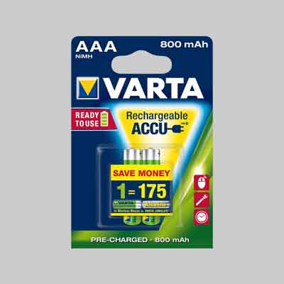 PILE RICARICABILI 'RR ACCU' MINISTILO 800 mAh - blister 2 pezzi. Prezzo per Pezzo.