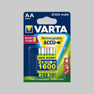 PILE RICARICABILI 'RR ACCU' STILO 2100 mAh - blister 2 pezzi. Prezzo per Pezzo.