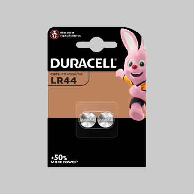 PILE PER L'ELETTRONICA 'LR44' blister 2 pezzi. Prezzo per Pezzo.