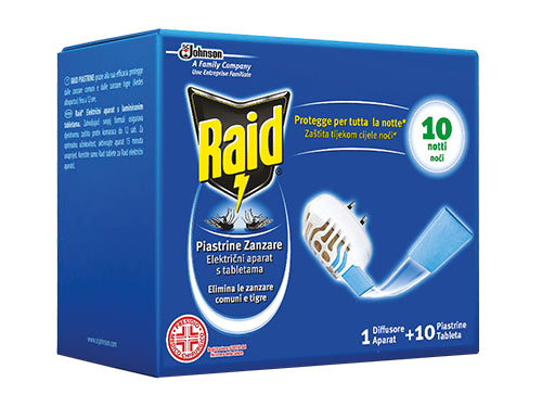 Elettroemanatori antizanzare con 10 piastrine Raid. Prezzo per Pezzo.