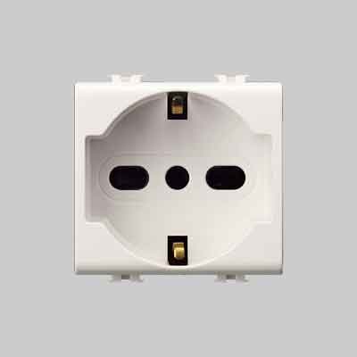 PRESA ITALIANA/TEDESCA 'EASY' 10/16A 250V 2P+T - Bianco. Prezzo per Pezzo.