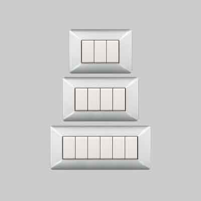 PLACCA COPRINTERRUTTORE IN ALLUMINIO CHIARO 'EASY' 4 Posti. Prezzo per Pezzo.