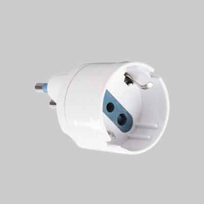 ADATTATORE SEMPLICE SCHUKO/BIVALENTE 16A IDEAL STAR spina 16A 2P+T  - presa schuko 10A 2P+T. Prezzo per Pezzo.