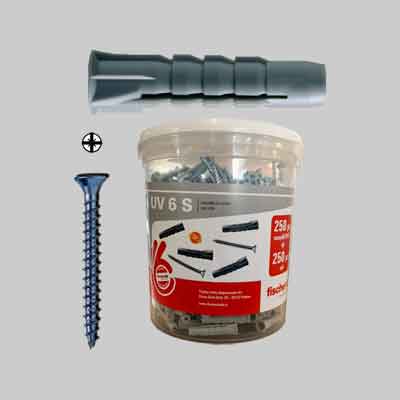 TASSELLO CON VITE 'UV' IN BARATTOLO UV 8S - barattolo 140 pezzi. Prezzo per Confezione.