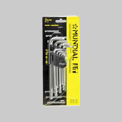 SERIE CHIAVI TORX PROLUNGATE MUNDIAL 9 pezzi (TX 10 a 50). Prezzo per Pezzo.