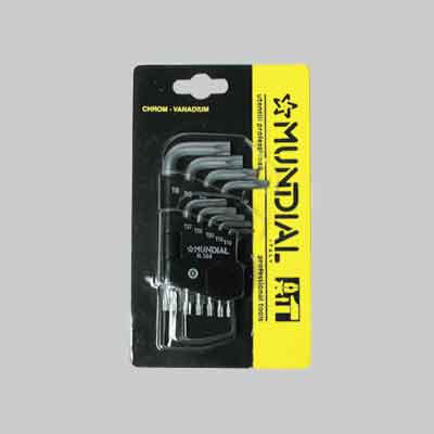 SERIE CHIAVI MASCHIO TORX MUNDIAL 9 pezzi (Tx 10÷50). Prezzo per Confezione.
