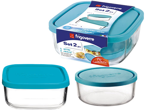 Contenitori vetro Frigoverre Bormioli set 2 pz. 19x19 cm. + Ã15 cm. Prezzo per Pezzo.