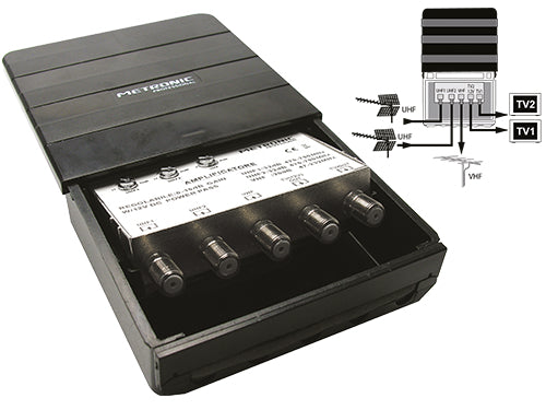 Amplificatore per antenne TV 2 uscite 414142. Prezzo per Pezzo.
