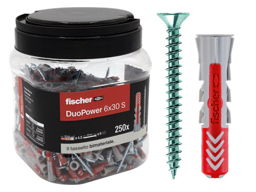 Tasselli Fischer DuoPower 6x30 S conf. 250 pz. Prezzo per Confezione.