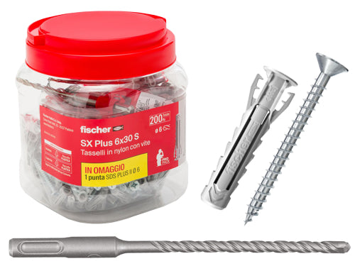 Tasselli Fischer SX PLUS 6S Conf. 200 Pz. Prezzo per Confezione.
