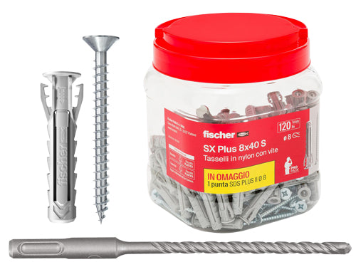 Tasselli Fischer SX PLUS 8S Conf. 120 Pz. Prezzo per Confezione.