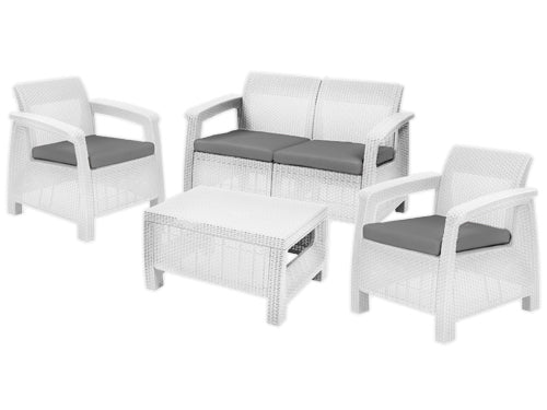 Set rattana Keter Corfu divano tavolo e poltrone. Prezzo per Pezzo.
