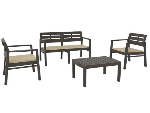 Set resina Java antracite divano tavolo e poltrone. Prezzo per Pezzo.